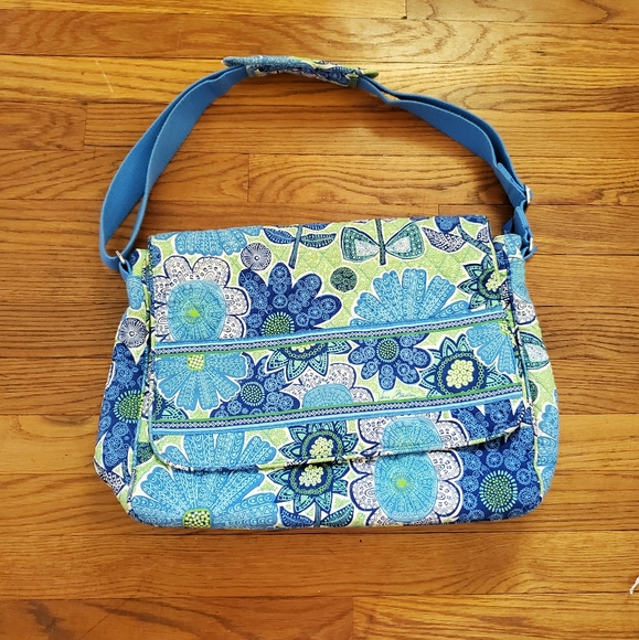 Vera Bradley Handbags - Vera Bradley Daisy Doodle Messenger bag blue green